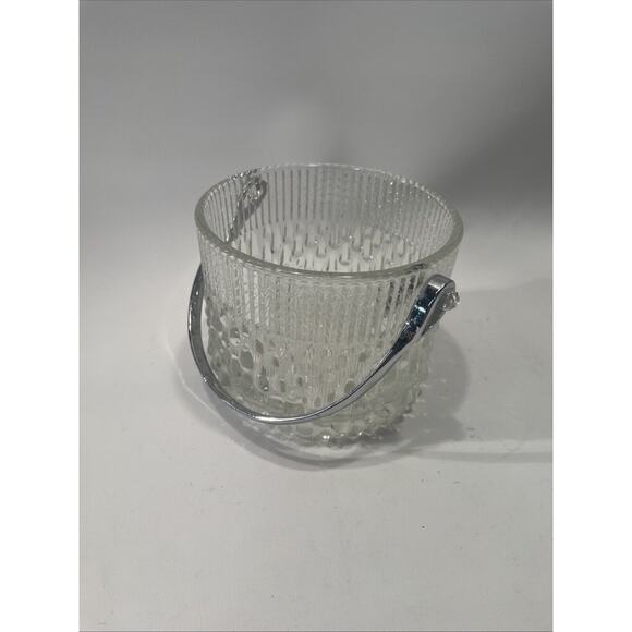 Vintage Mid Century Teleflora Glass Ice Bucket w/ Chrome Handle Made in Taiwan - Picture 9 of 9